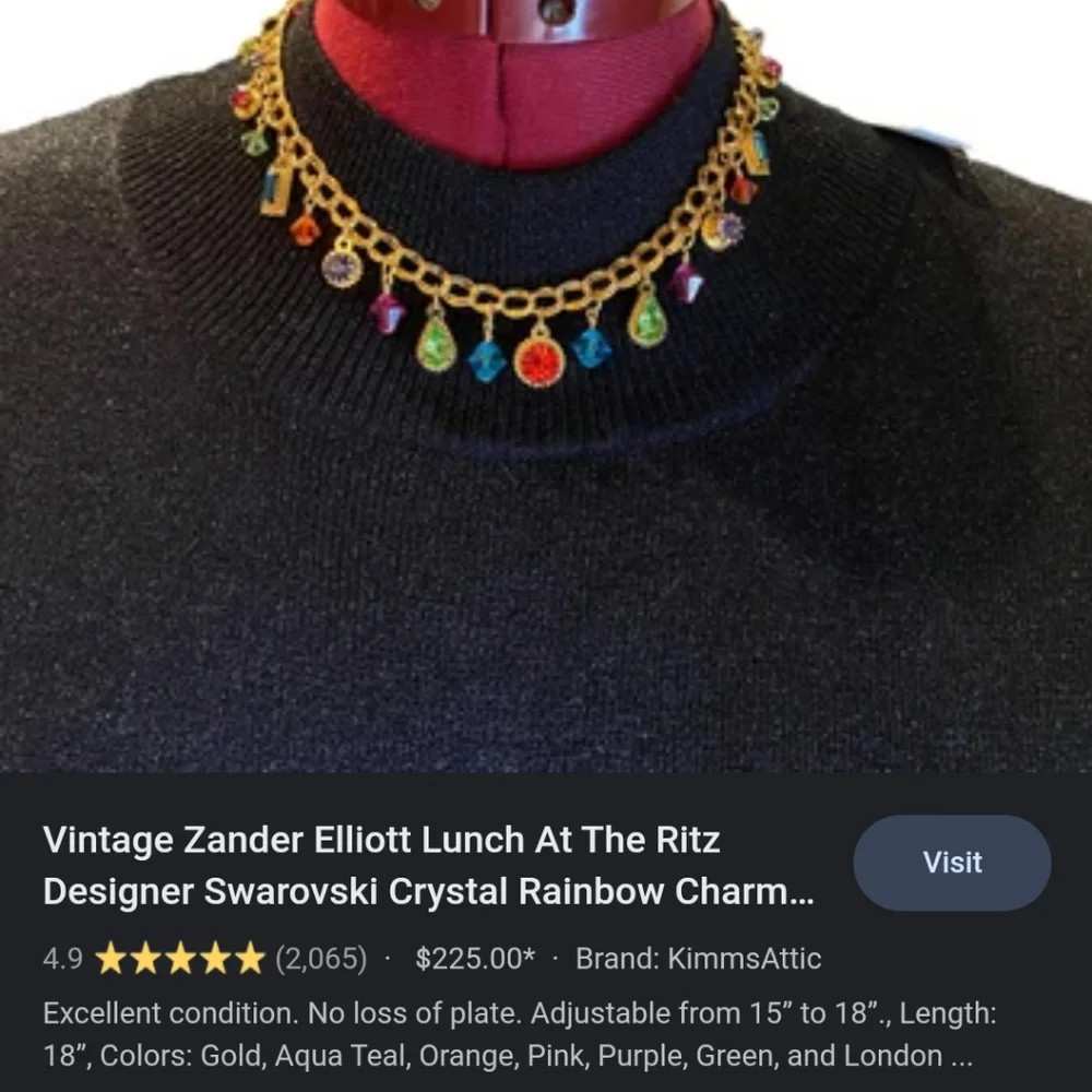 Vintage Zander Elliott Lunch At The Ritz rainbow gem charm bracelet - Picture 12 of 12